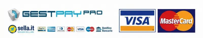 Metodi di pagamento accettati: carte di credito Visa, Mastercard, American Express, bonifico bancario e pagamento sicuro con GestPay